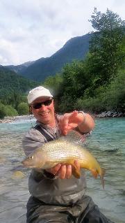 Rob and Co, Grayling Soca May, Slovenia fly fishing